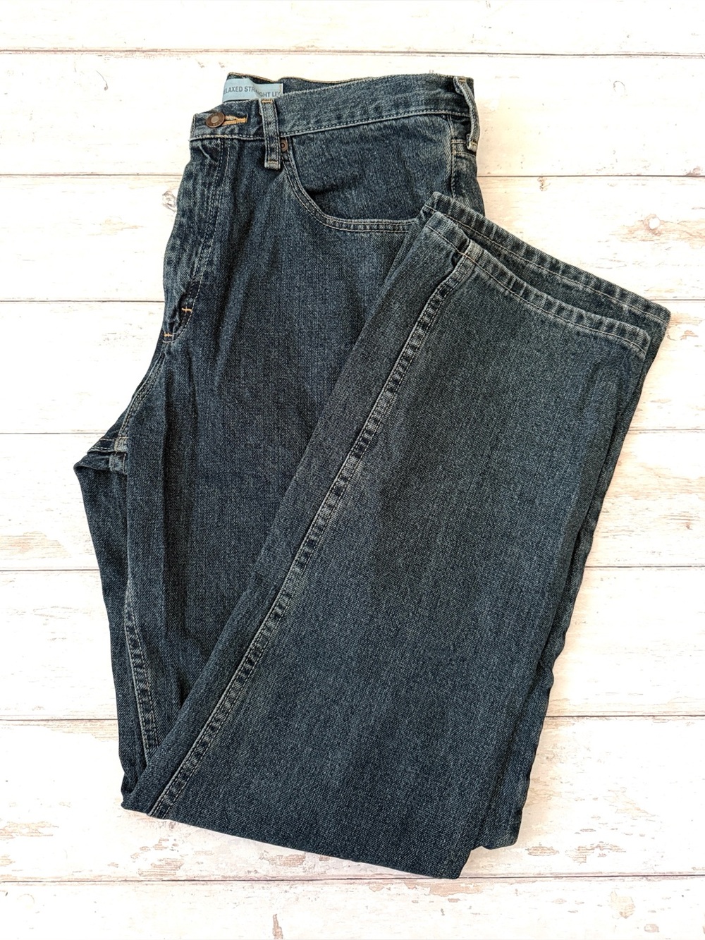 Lee Mens Relaxed Straight Leg Dark Wash Denim Jeans Pants 34 x 32
